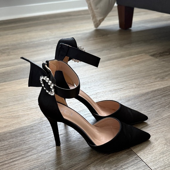 Vici Chic Black Heels with Rhinestone Embellishment - Picture 2 of 8